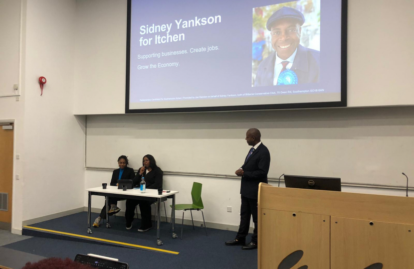 Sidney Yankson listening to students at the University of Southampton