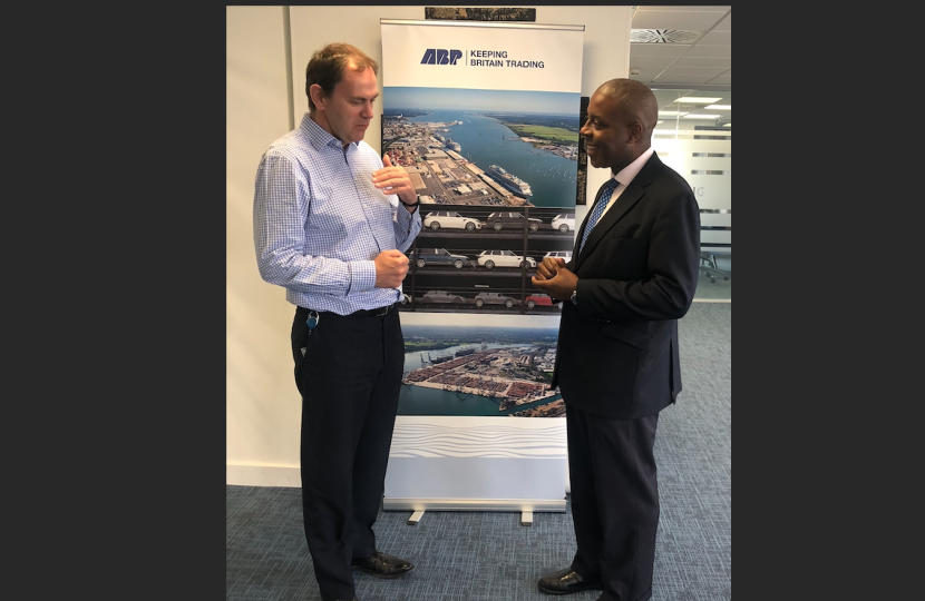 Sidney Yankson meets with Alastair Welsh, Associated British Ports - Regional Director Southampton, to discuss corporate growth and job creation, whilst protecting the environment