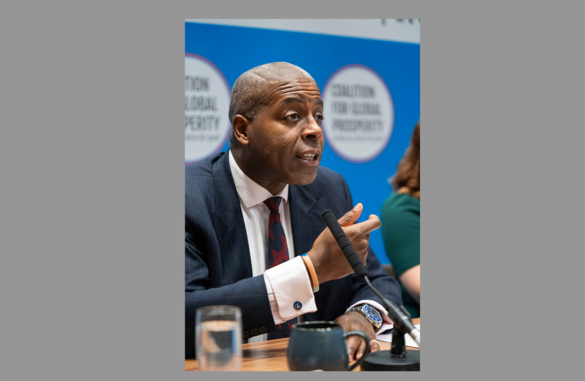 Sidney Yankson speaking on defence, diplomacy and development on the Coalition for Global Prosperity panel at the Conservative Party Conference - 30 September 2024