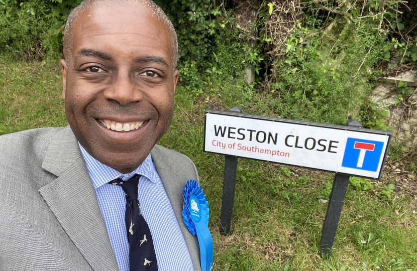 Sidney Yankson listening to residents in Woolston who were congratulating Sidney for helping Rob Stead winning a council seat from Labour