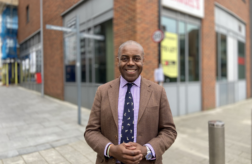 Sidney Yankson supporting the levelling up and regeneration of Southampton high streets in Centenary Quay, Woolston