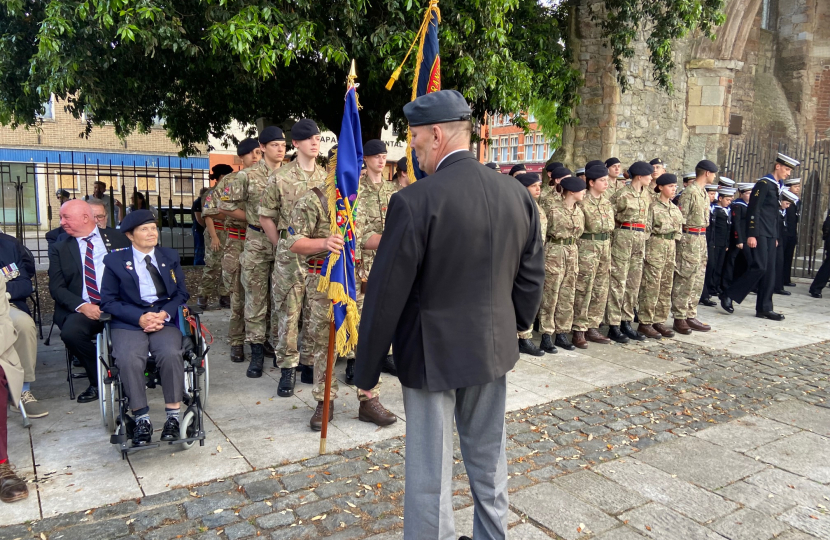 Sidney Yankson attends 80th Anniversary D-Day service at Service Holyrood Church followed by parade to Guildhall Square