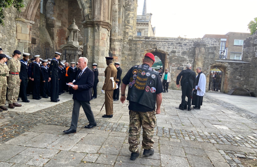 Sidney Yankson attends 80th Anniversary D-Day service at Service Holyrood Church followed by parade to Guildhall Square