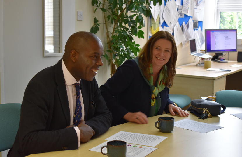 Sidney Yankson and Gillian Keegan, Secretary of State for Education visit Itchen Sixth Form College to hear how the college can be improved for the students of Southampton