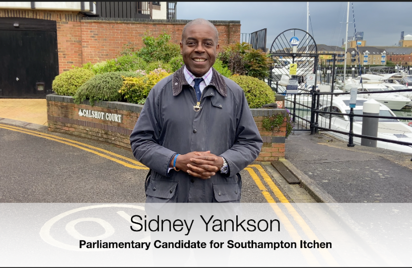 Sidney Yankson listening to residents about crime in Ocean Village. Serving Southampton. Serving you.