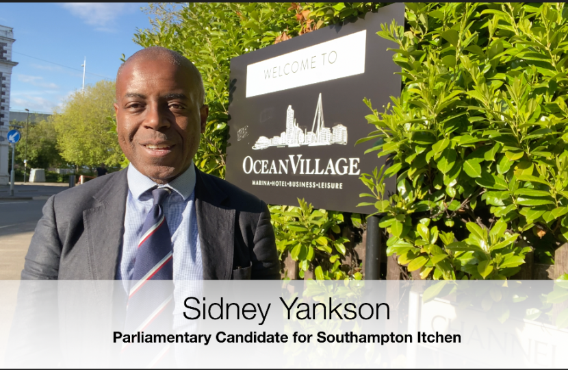 Sidney Yankson listening to residents in Ocean Village. Serving Southampton. Serving you.