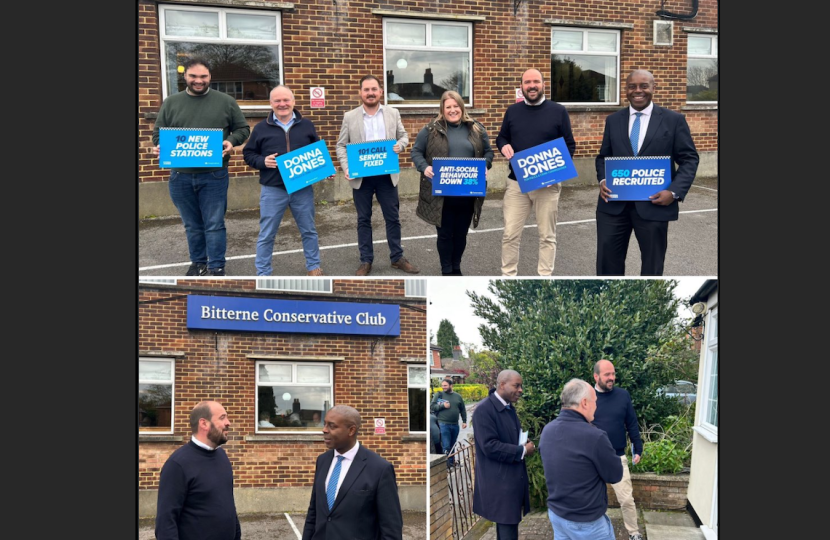 Sidney Yankson meets party chairman Richard Holden MP in Southampton to support local candidates for the election on 2 May 2024