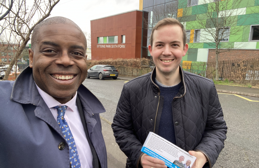 Sidney Yankson meeting residents on Dimond Road with Dave Fuller