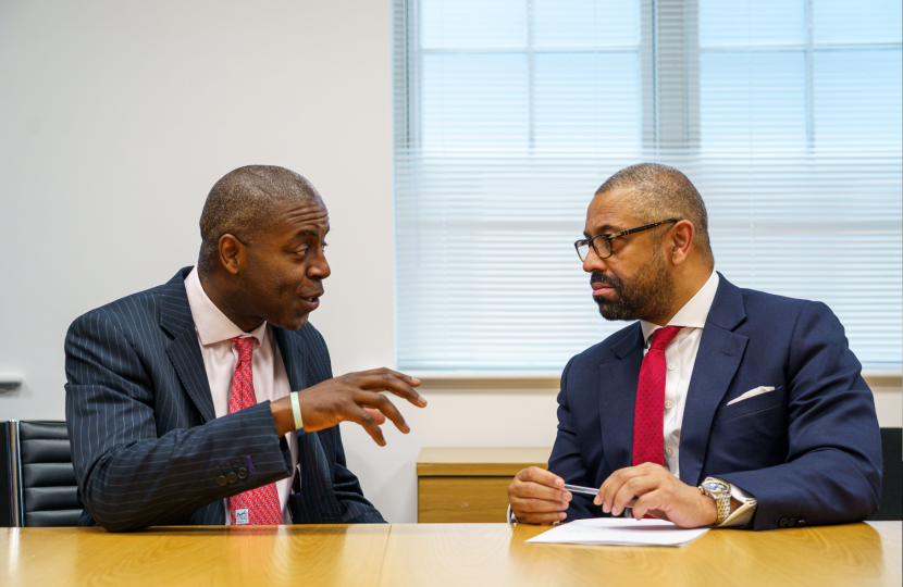 Sidney Yankson meets with home secretary, Rt. Hon. James Cleverly to discuss tackling and preventing crime in Southampton