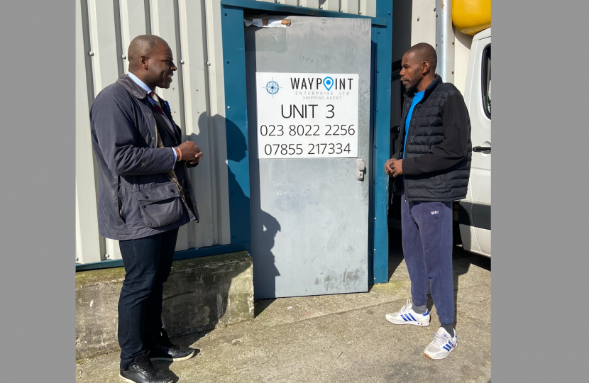 Sidney Yankson visits local business Waypoint Enterprise. A freight forwarder and export packing company