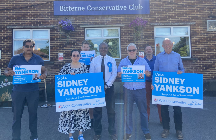 Sidney Yankson meeting the team at Conservative Club before canvassing in Peartree and Bitterne Park