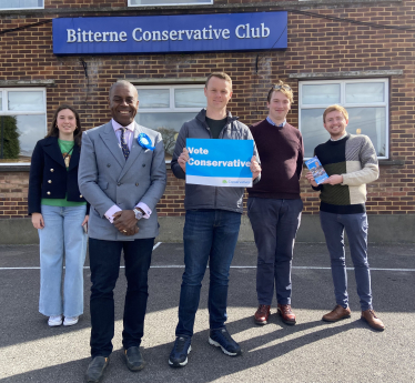 Sidney Yankson canvassing in the Poets. Meeting at the Conservative Club before heading to the Poets.