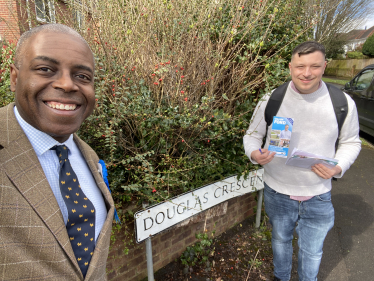 Sidney Yankson listening to residents on Douglas Crescent with local council candidate