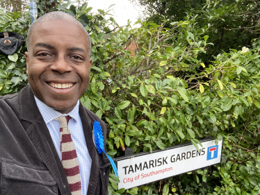 Sidney Yankson meeting residents in Tamarisk Gardens