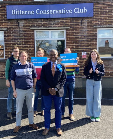 Sidney Yankson meeting local activists and council candidates at the Bitterne Conservative Club before listening to residents in Sholing and Peartree regarding the NHS