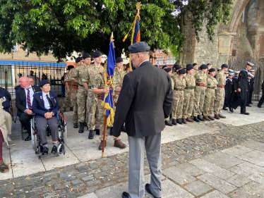 Sidney Yankson attends 80th Anniversary D-Day service at Service Holyrood Church followed by parade to Guildhall Square