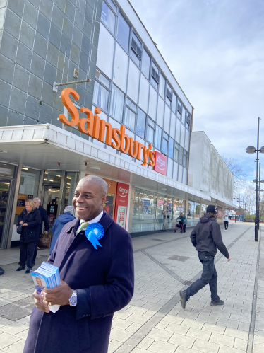 Sidney Yankson delivering leaflets to residents at the Sainsbury’s in Bitterne  