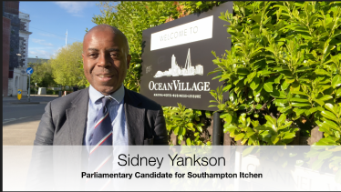 Sidney Yankson listening to residents in Ocean Village. Serving Southampton. Serving you.