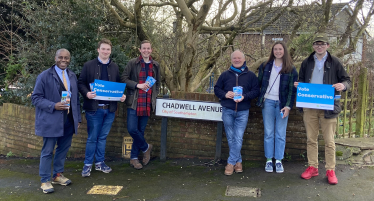 Sidney Yankson listening to residents on Chadwell Road, with Royston Smith MP and local councillors 