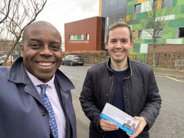 Sidney Yankson meeting residents on Dimond Road with Dave Fuller