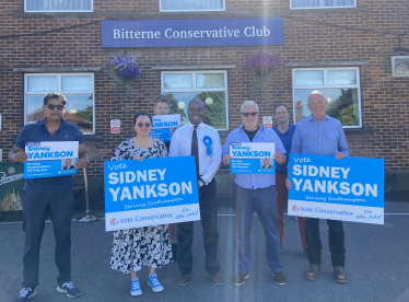 Sidney Yankson meeting the team at Conservative Club before canvassing in Peartree and Bitterne Park